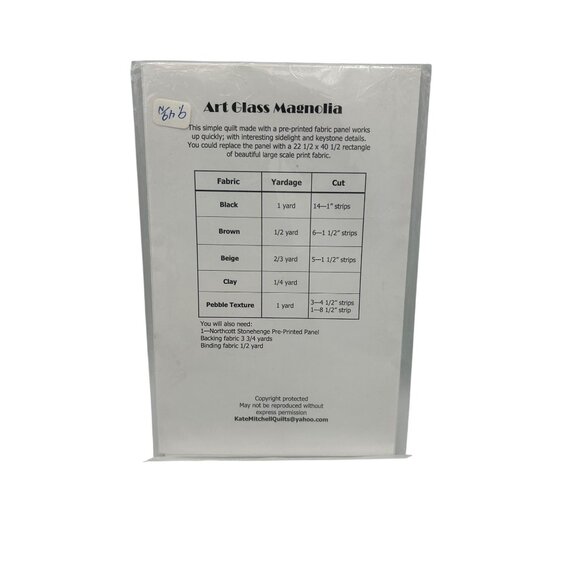 Quilt Pattern Art Glass Kate Mitchell Stained Magnolia 37" X 52" - Picture 2 of 2